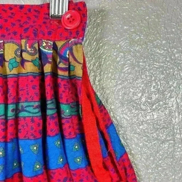 VINTAGE Chaus 80s Bright Pattern Maxi Full A-Line Pleated Skirt Women XS - Picture 5 of 10